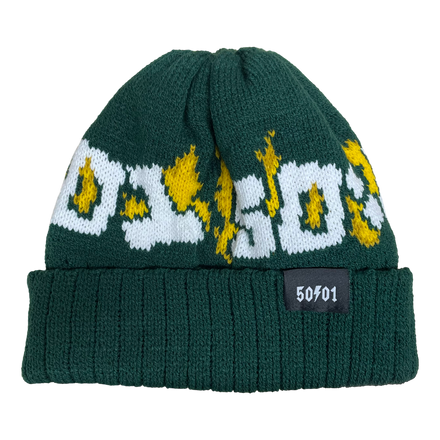 50to01 - FLAME LOGO PREMIUM CUFF BEANIE ARMY
