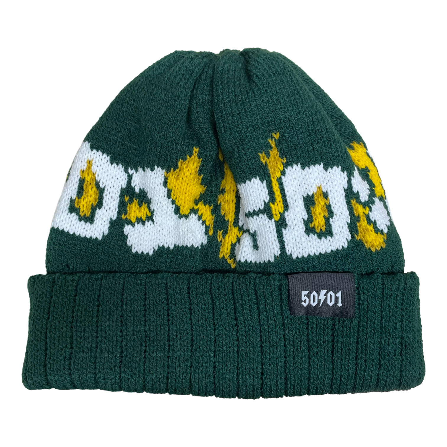 50to01 - FLAME LOGO PREMIUM CUFF BEANIE ARMY