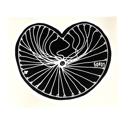 50to01 - VAN WHEEL LOVE STICKER WHITE / BLACK