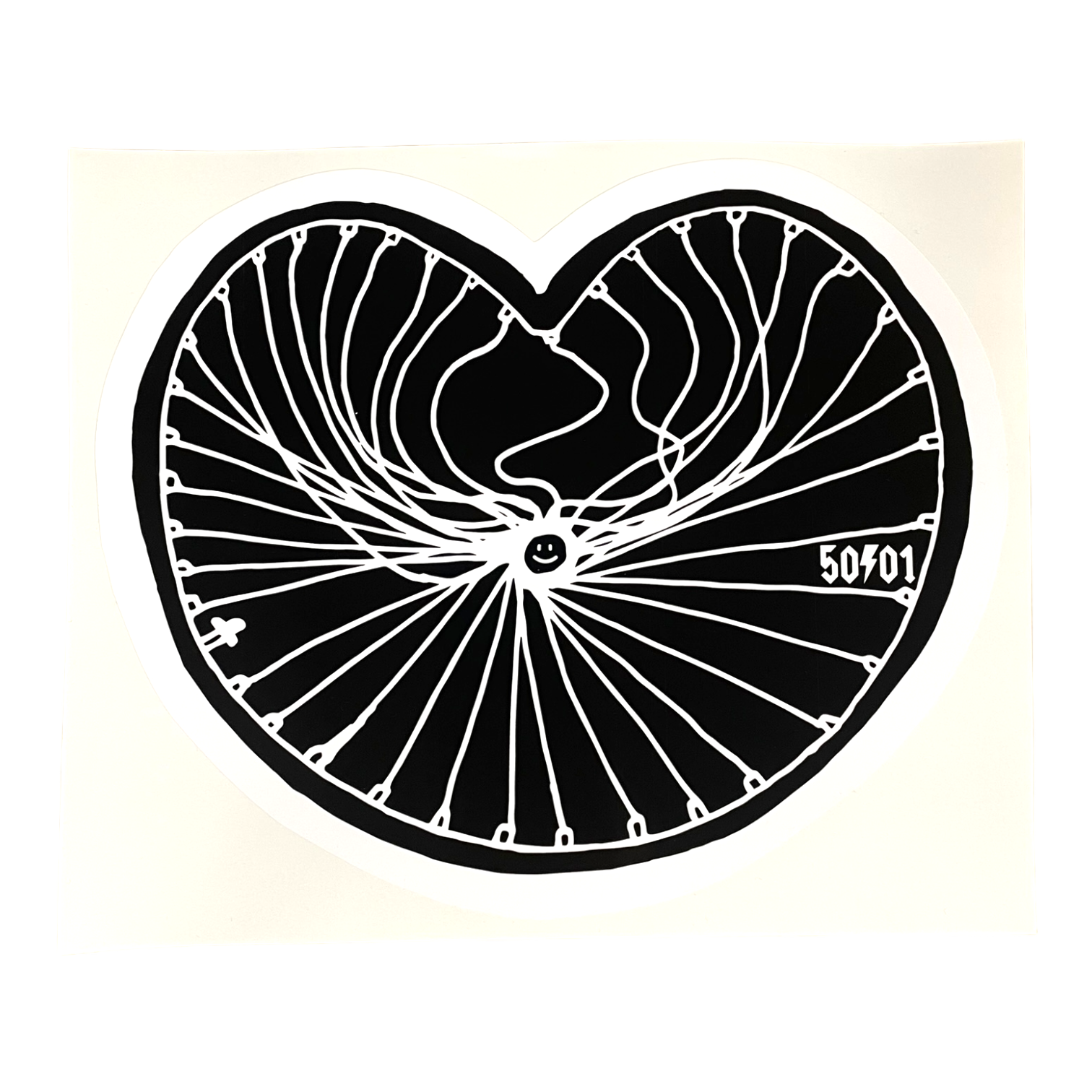 50to01 - VAN WHEEL LOVE STICKER WHITE / BLACK
