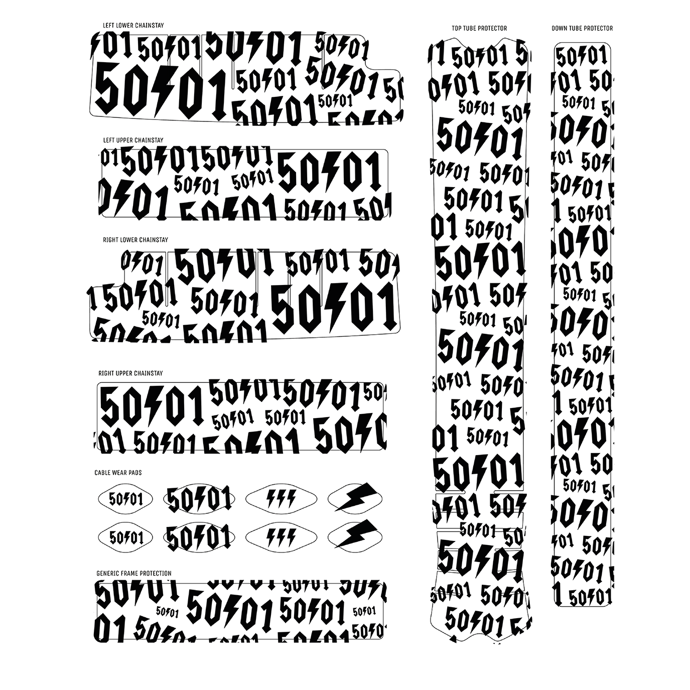 50to01 - LOGO DECAL KIT CLEAR / BLACK