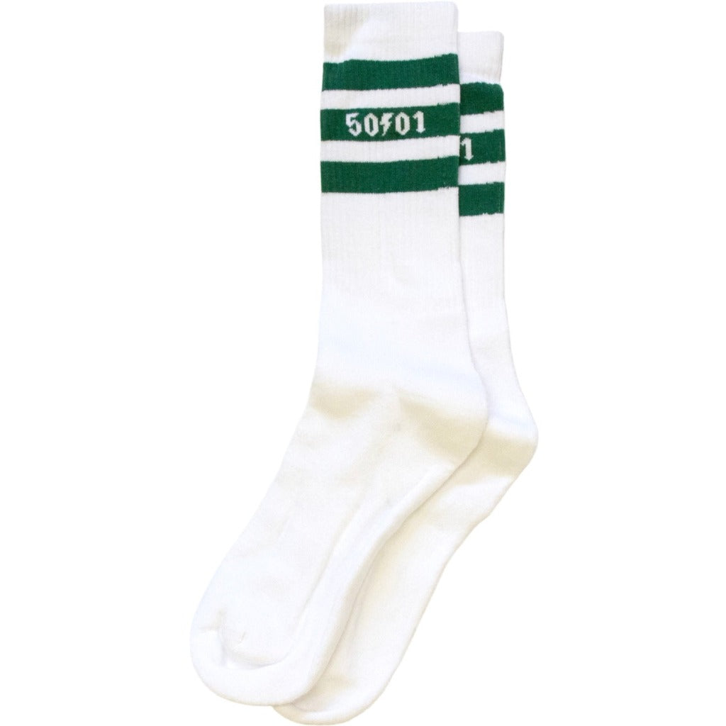 50to01 - Racing Stripe Socks - White/Green