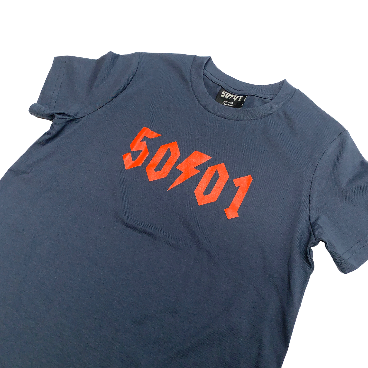 50to01 YOUTH - LOGO T-SHIRT PETROL BLUE / ORANGE