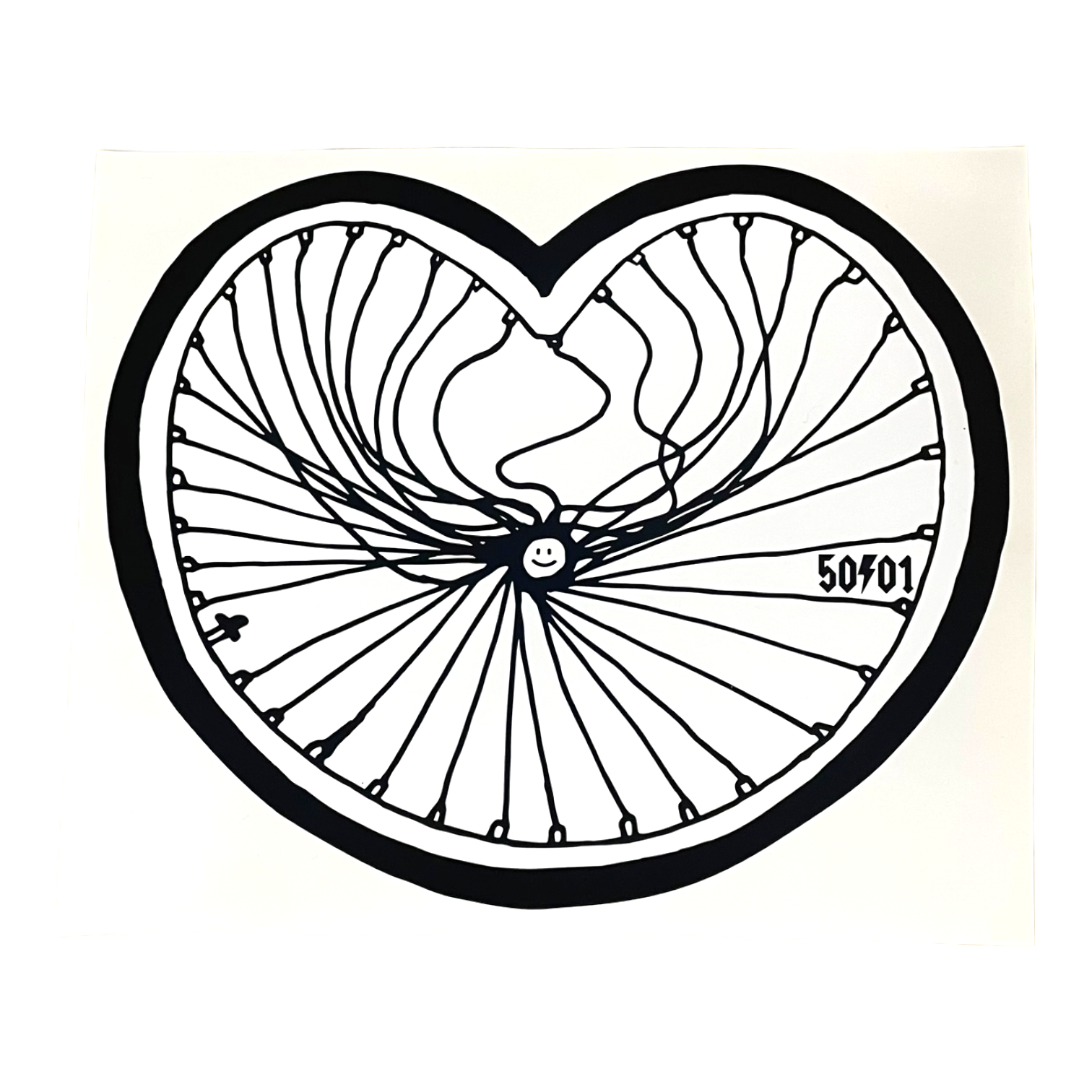 50to01 - WHEEL LOVE STICKER BLACK / WHITE