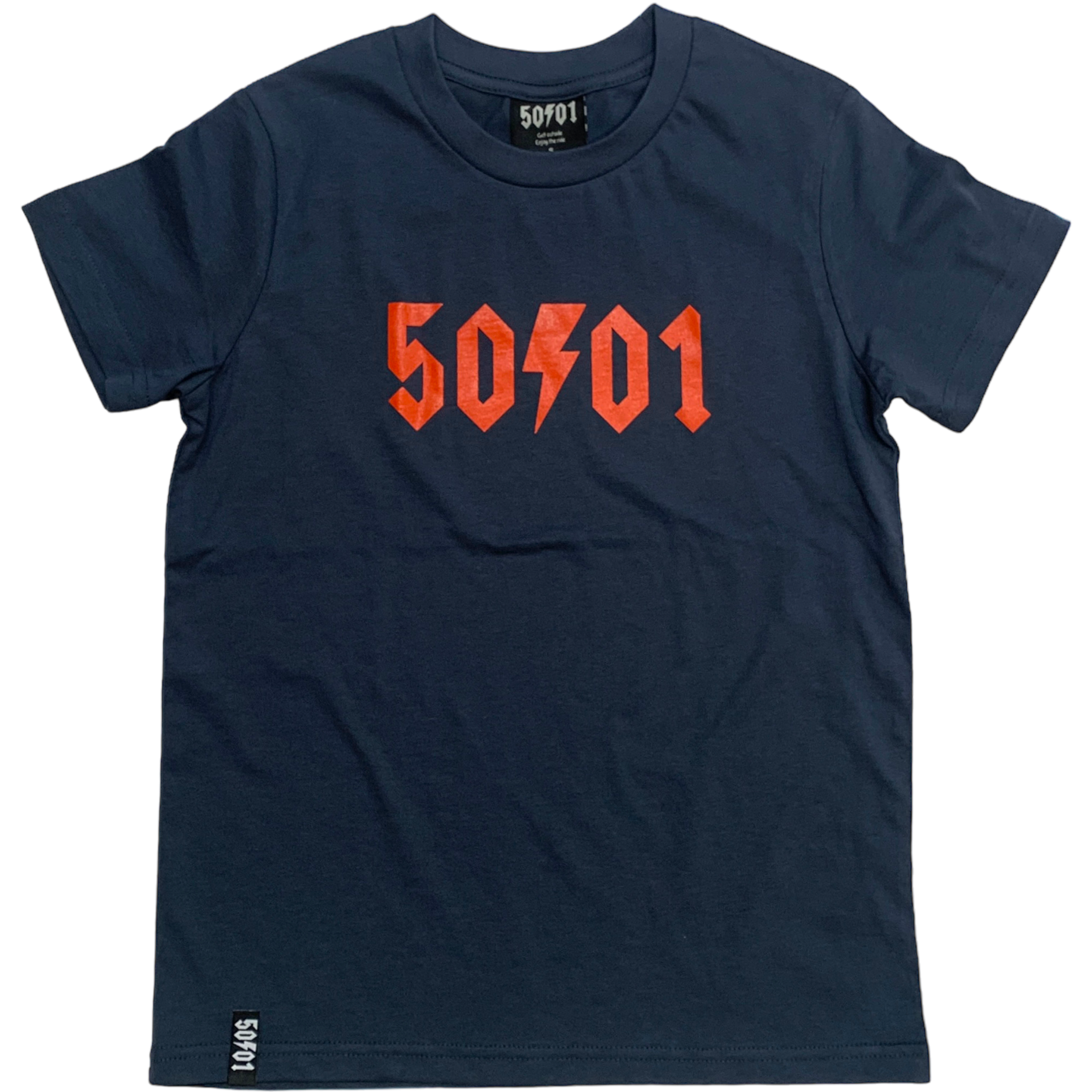 50to01 YOUTH - LOGO T-SHIRT PETROL BLUE / ORANGE