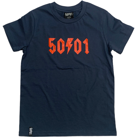 50to01 YOUTH - LOGO T-SHIRT PETROL BLUE / ORANGE