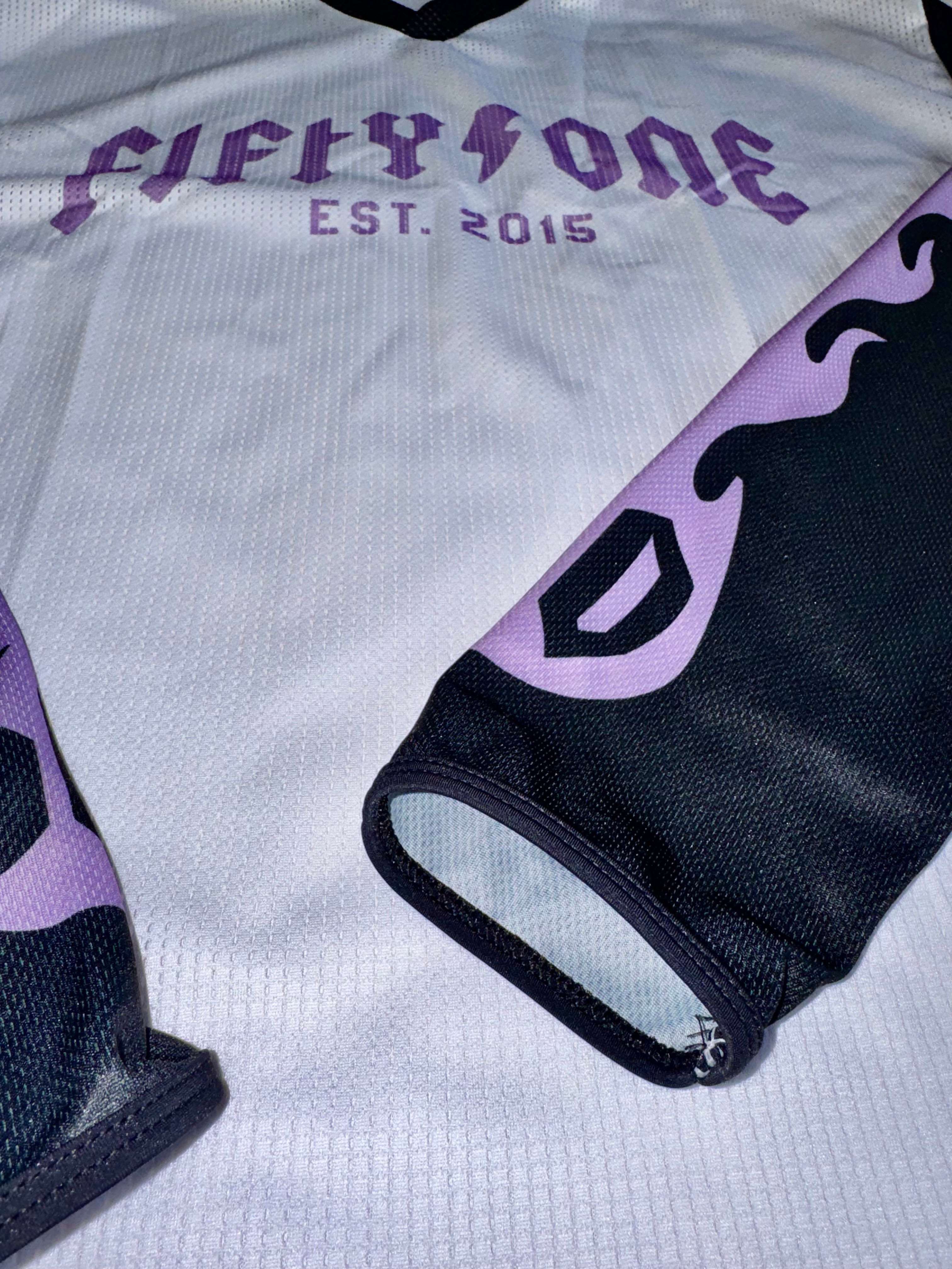 50to01 - FIREBALL MTB LONGSLEEVE JERSEY WHITE, BLACK AND PURPLE