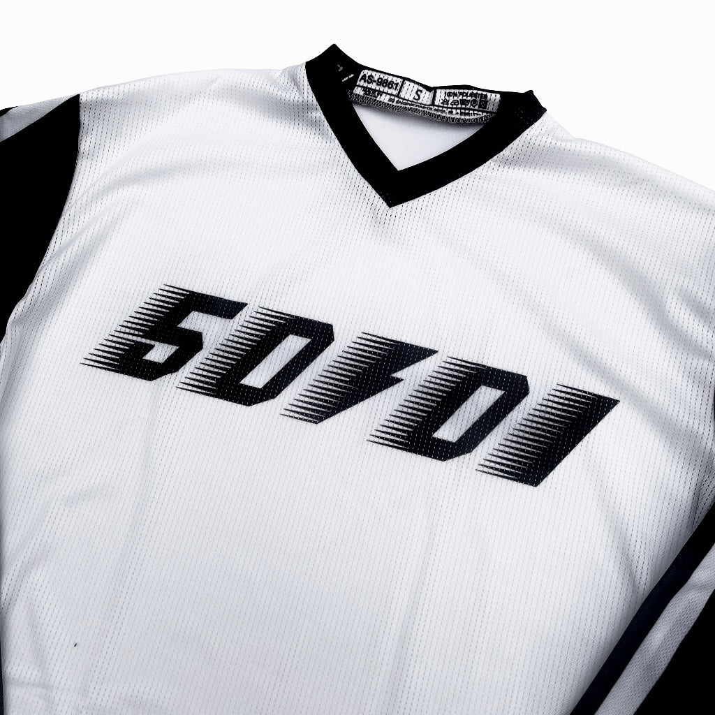 50to01 YOUTH - HIGHLINE MTB LONG SLEEVE JERSEY BLACK / WHITE