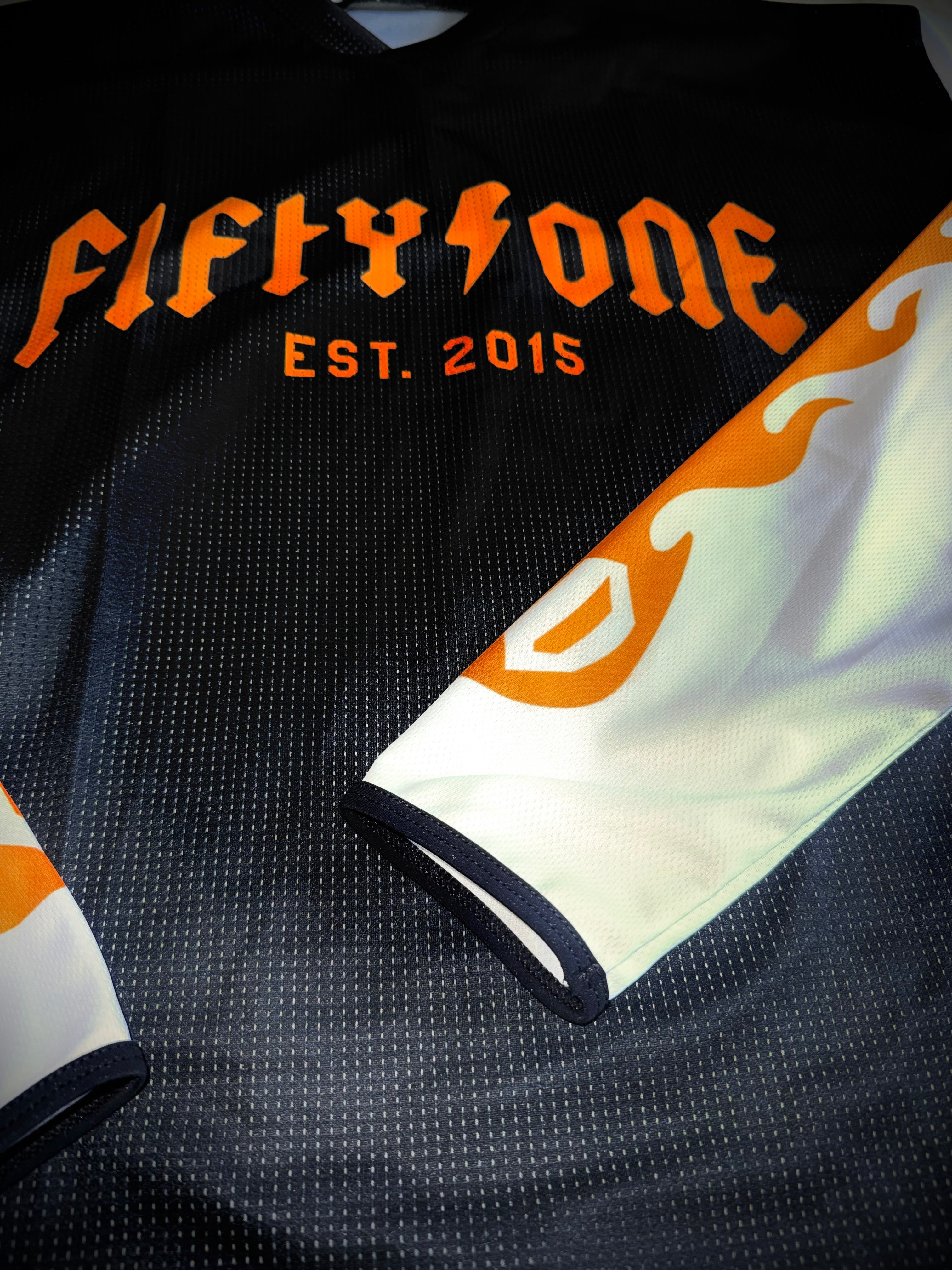 50to01 - FIREBALL MTB LONGSLEEVE JERSEY BLACK, ORANGE AND WHITE