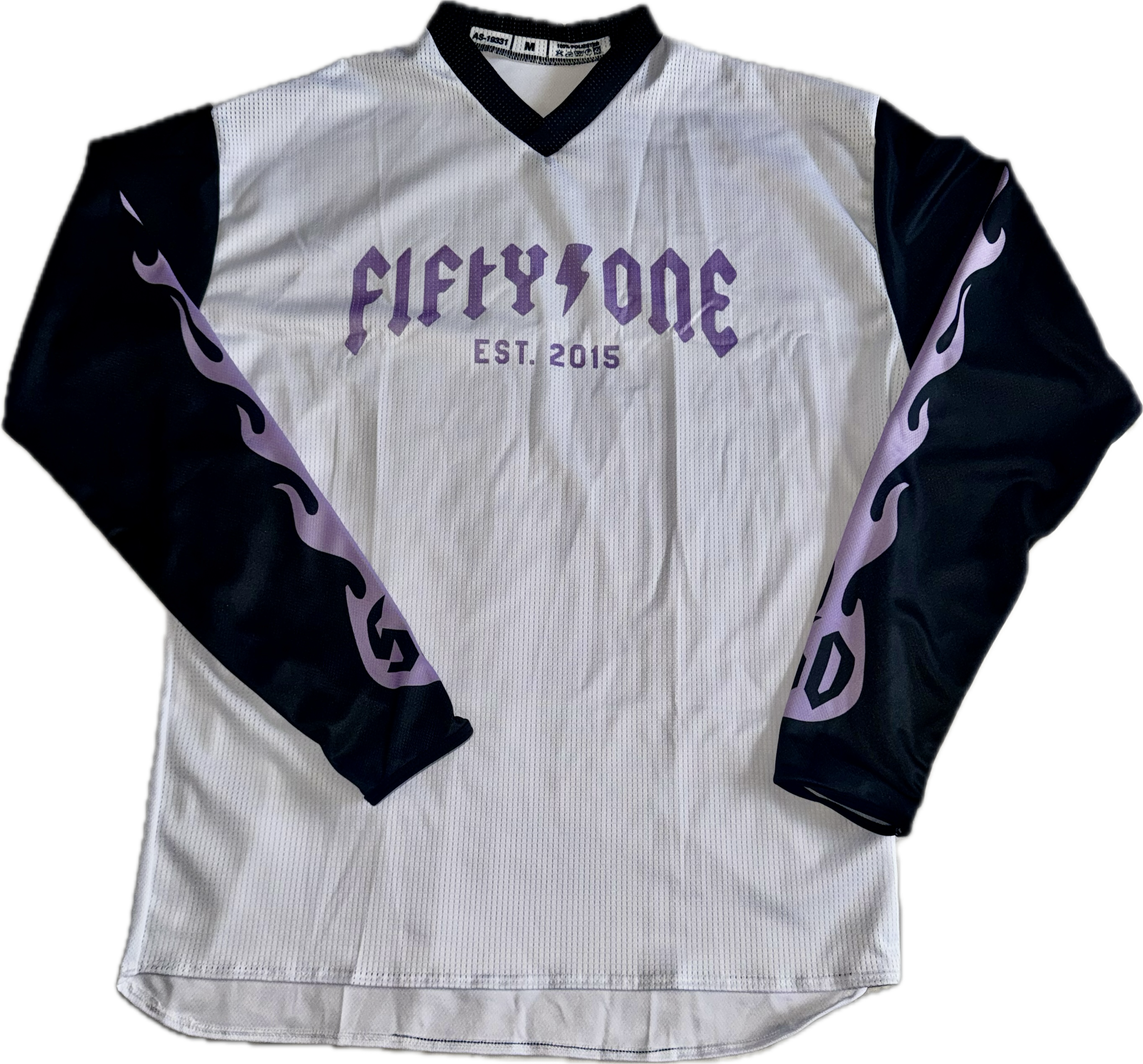 50to01 - FIREBALL MTB LONGSLEEVE JERSEY WHITE, BLACK AND PURPLE