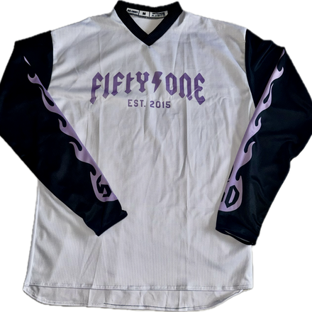 50to01 - FIREBALL MTB LONGSLEEVE JERSEY WHITE, BLACK AND PURPLE
