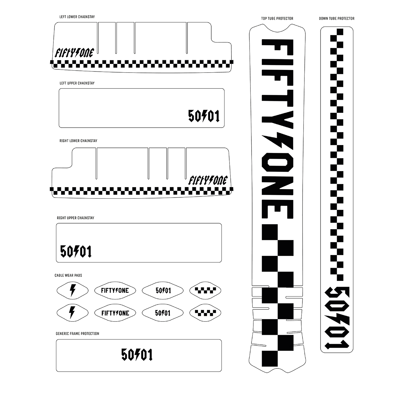 50to01 - CHECKER DECAL KIT CLEAR / BLACK