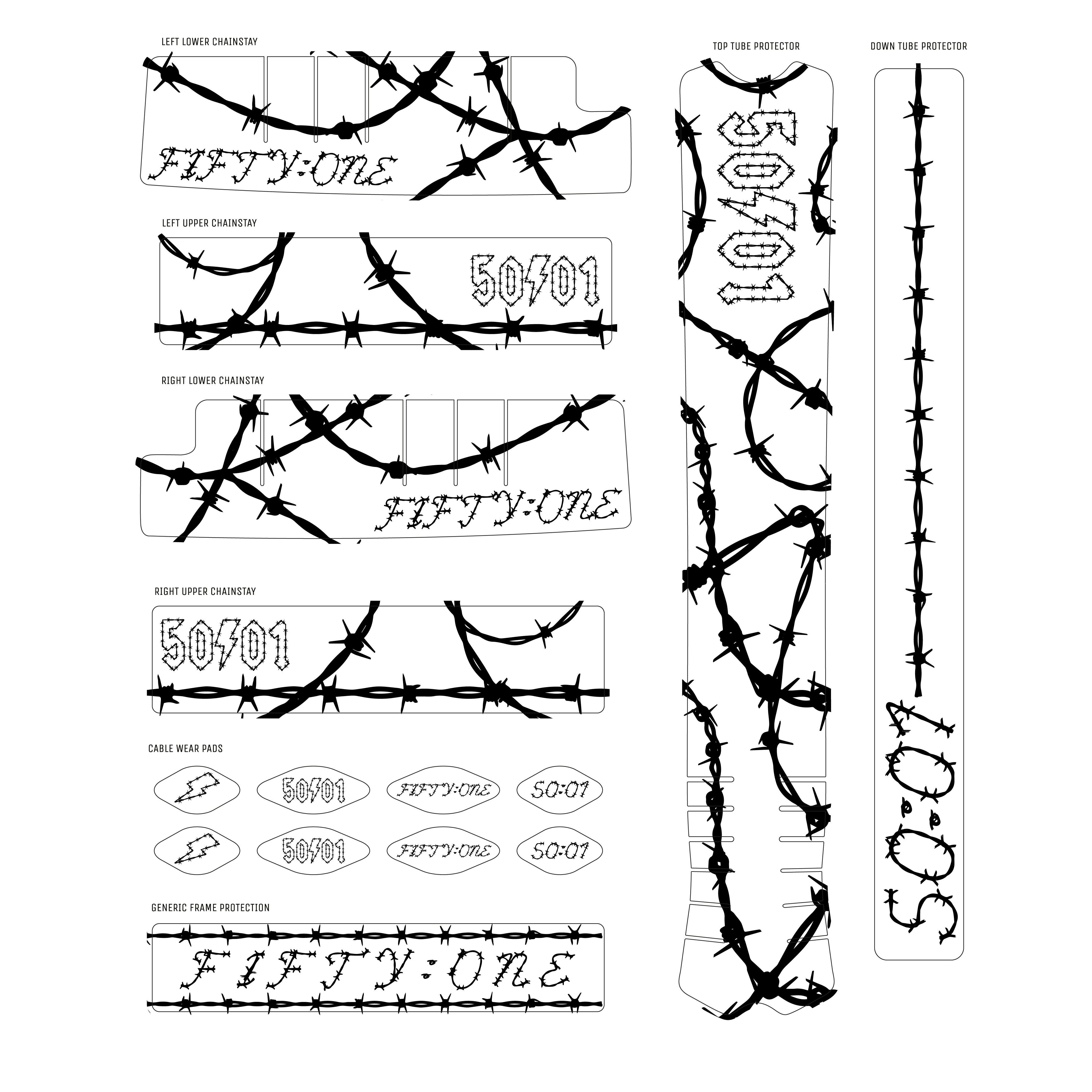 50to01 - BARBED WIRE DECAL KIT CLEAR / BLACK