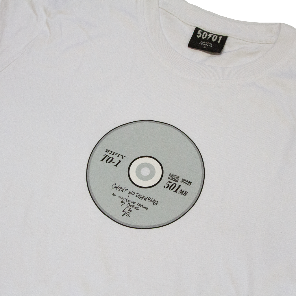 50to01 - CONTENT AND DELIVERANCE T-SHIRT WHITE